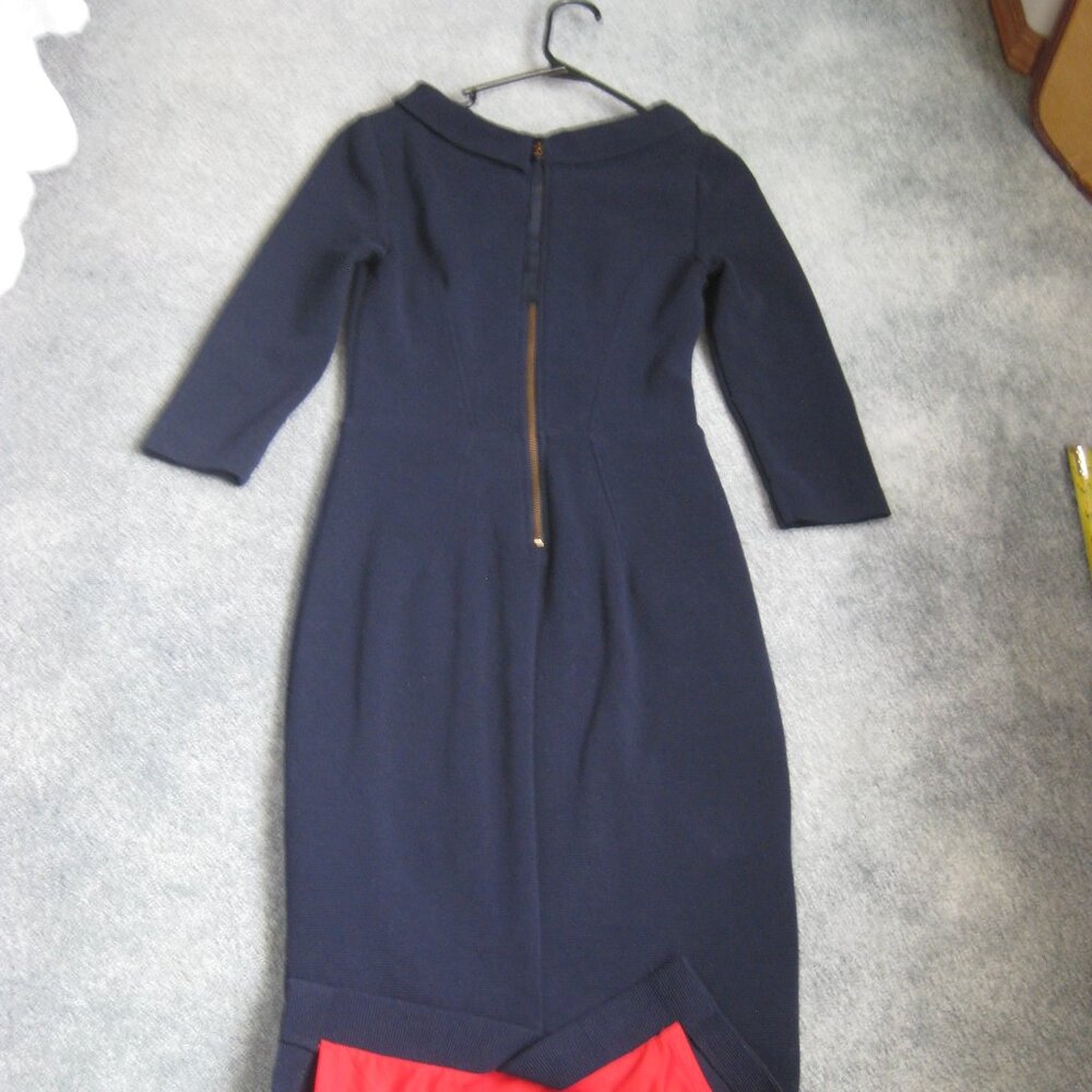 Boden Navy Blue Red Lined Women's Collar Pencil Dress 4L Knit